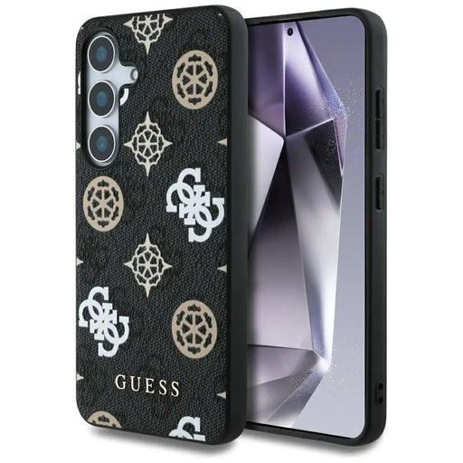 Guess 4G Printed Colored Peony Pattern MagSafe case for Samsung Galaxy S25 black - Cell phone cases