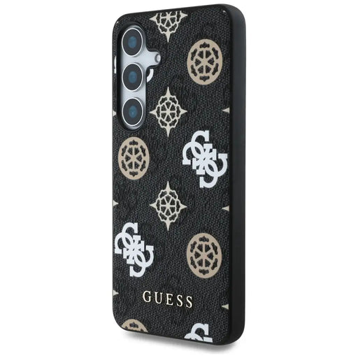 Guess 4G Printed Colored Peony Pattern MagSafe case for Samsung Galaxy S25 black - Cell phone cases