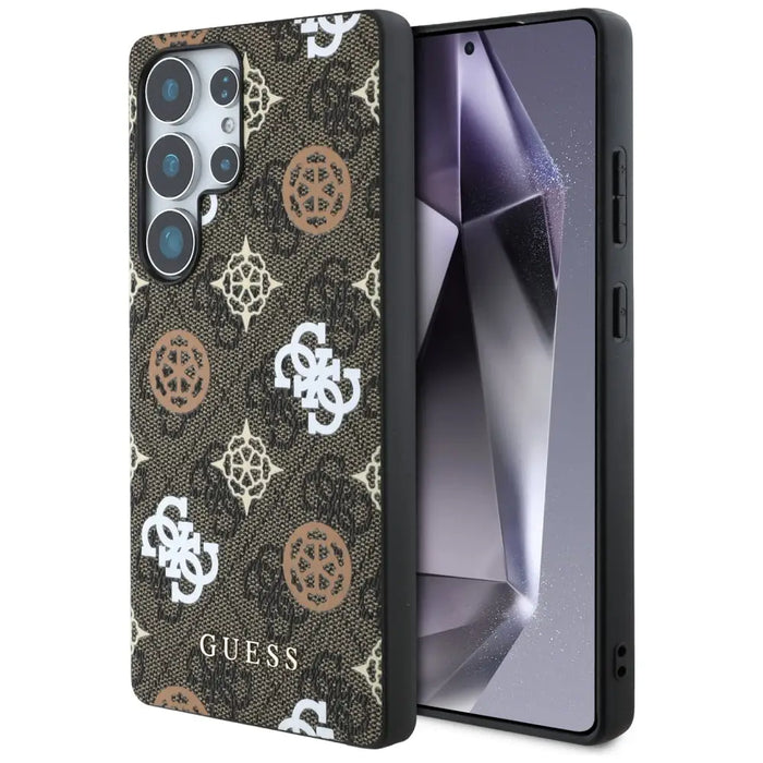 Guess 4G Printed Colored Peony Pattern MagSafe Case for Samsung Galaxy S25 Ultra Brown - Cell phone cases