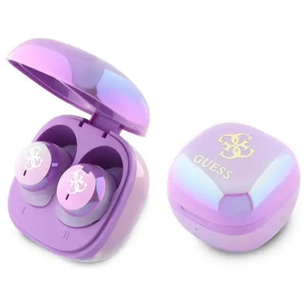 Guess 4G Printed Logo Bluetooth TWS Headphones + Docking Station - Purple - Headphones and speakers<<<HurtelXML