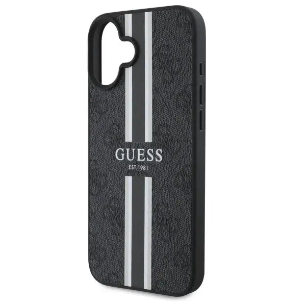 Guess 4G Printed Stripes MagSafe case for iPhone 16 - black - Cell phone cases and covers<<<HurtelXML