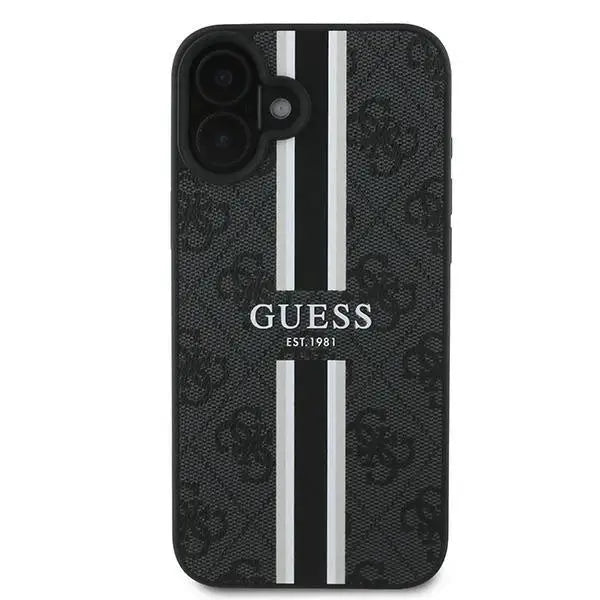 Guess 4G Printed Stripes MagSafe case for iPhone 16 Plus - black - Cell phone cases and covers<<<HurtelXML