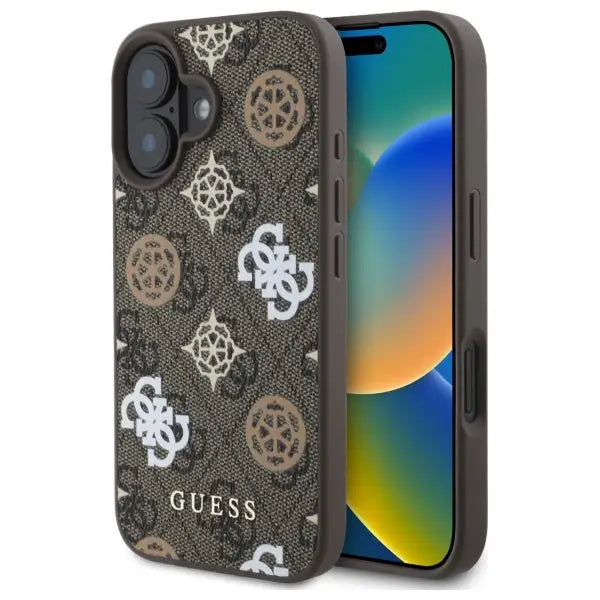Guess 4G Printed Stripes MagSafe iPhone 16 Case - Brown - Cell phone cases and covers<<<HurtelXML