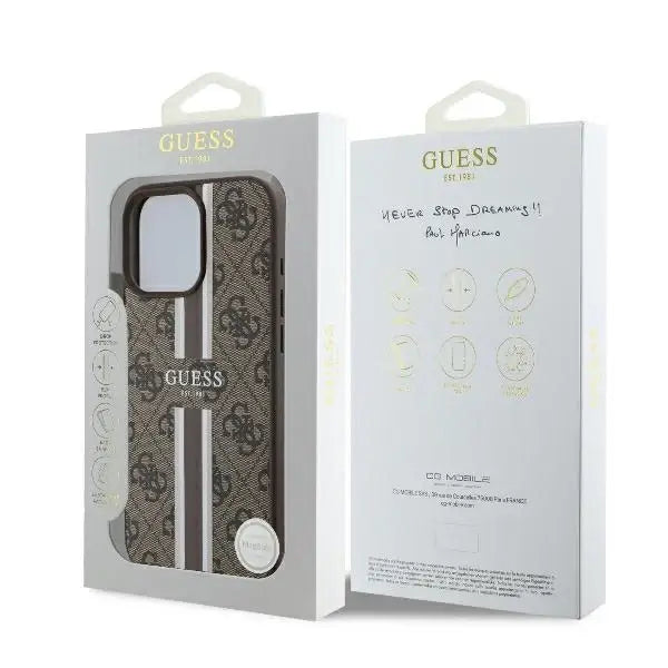 Guess 4G Printed Stripes MagSafe iPhone 16 Pro Case - Brown - Cell phone cases and covers<<<HurtelXML