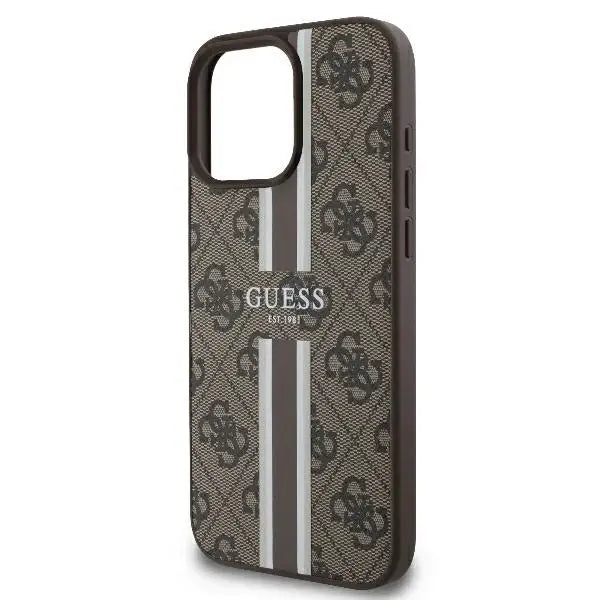 Guess 4G Printed Stripes MagSafe iPhone 16 Pro Case - Brown - Cell phone cases and covers<<<HurtelXML