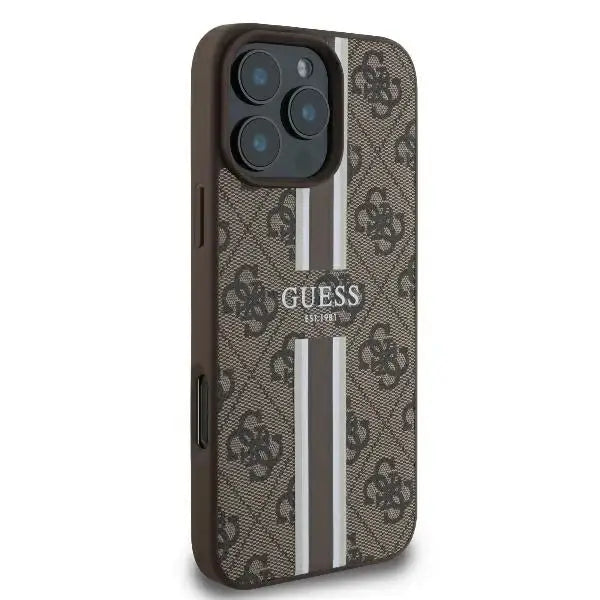 Guess 4G Printed Stripes MagSafe iPhone 16 Pro Case - Brown - Cell phone cases and covers<<<HurtelXML