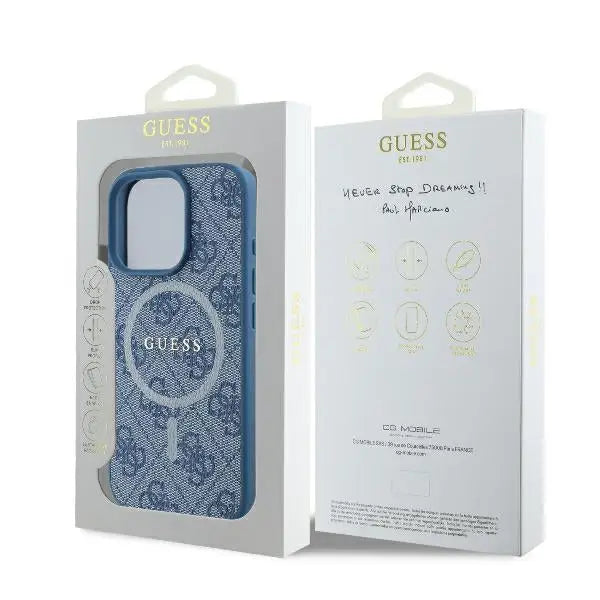 Guess 4G Ring Classic Logo MagSafe iPhone 16 Pro Case - Blue - Cell phone cases and covers<<<HurtelXML