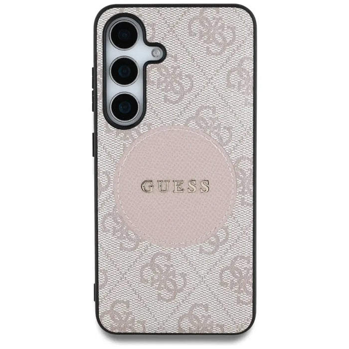 Guess 4G Round Patch Classic Logo MagSafe Case for Samsung Galaxy S25 Plus Pink - Cell phone cases