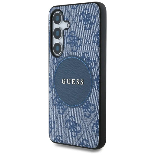 Guess 4G Round Patch Classic Logo MagSafe case for Samsung Galaxy S25 Plus blue - Cell phone cases