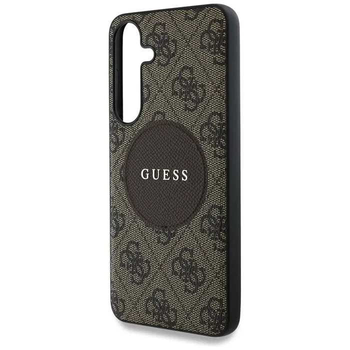 Guess 4G Round Patch Classic Logo MagSafe Case for Samsung Galaxy S25 Plus Brown - Cell phone cases