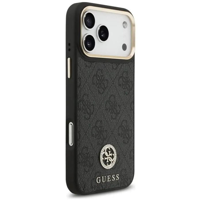 Guess 4G Srtass Logo & Big Strap Metal Buttons MagSafe Case for iPhone 17 Pro Max - Black - Cell phone cases