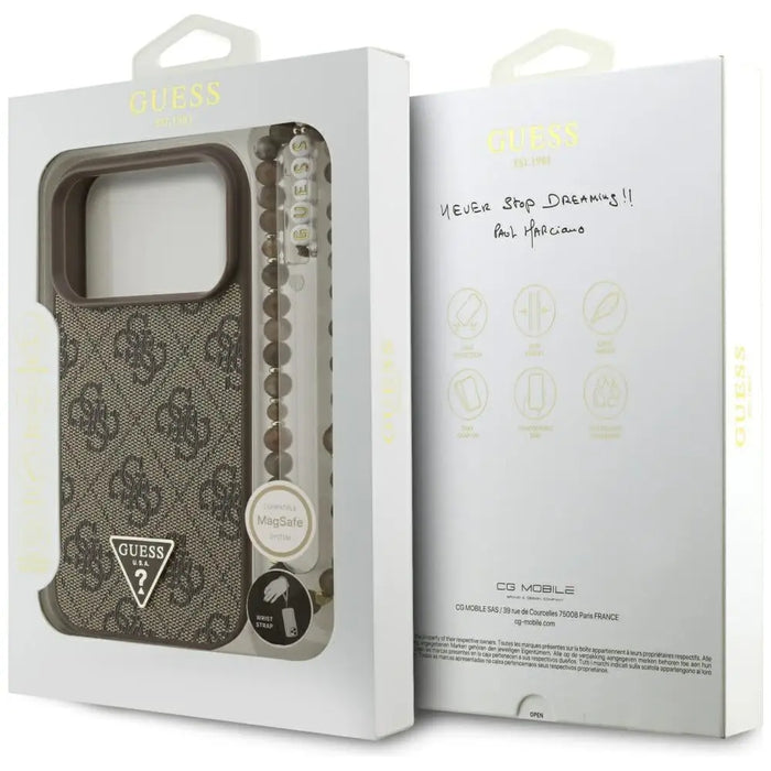 Guess 4G Strap Triangle Logo MagSafe case for iPhone 17 Pro - brown - Cell phone cases and covers<<<HurtelXML