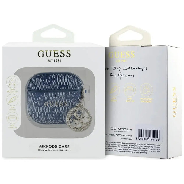 Guess 4G Strass Charm Case for AirPods 4 - Blue - Cell phone cases and covers<<<HurtelXML