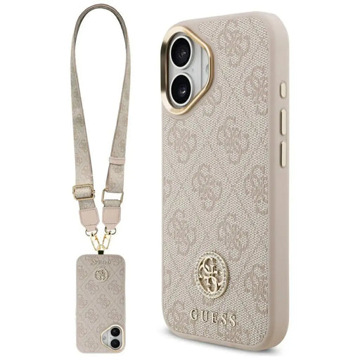 Guess 4G Strass Logo & Big Strap Metal Buttons MagSafe Case for iPhone 17 - Pink - Cell phone cases
