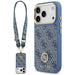 Guess 4G Strass Logo & Big Strap Metal Buttons MagSafe Case for iPhone 17 Pro - Blue - Cell phone cases