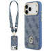 Guess 4G Strass Logo & Big Strap Metal Buttons MagSafe Case for iPhone 17 Pro Max - Blue - Cell phone cases