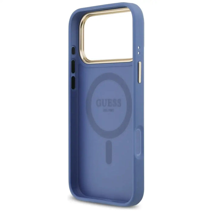 Guess 4G Strass Logo & Big Strap Metal Buttons MagSafe Case for iPhone 17 Pro Max - Blue - Cell phone cases