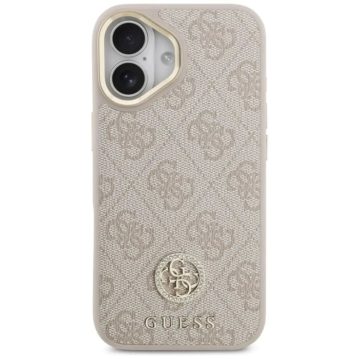 Guess 4G Strass Logo & Big Strap Metal Buttons MagSafe Case for iPhone 17 - Pink - Cell phone cases