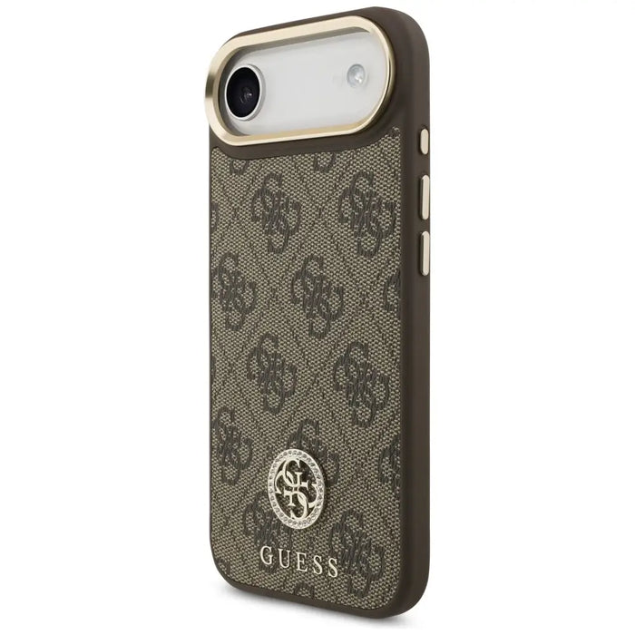Guess 4G Strass Logo & Big Strap Metal Buttons MagSafe Case for iPhone Air - Brown - Cell phone cases