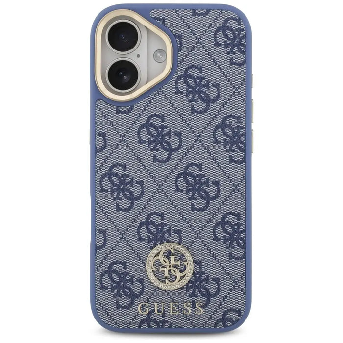 Guess 4G Strass Logo & Big Strap Metal Buttons MagSafe Case for iPhone 17 - Blue - Cell phone cases