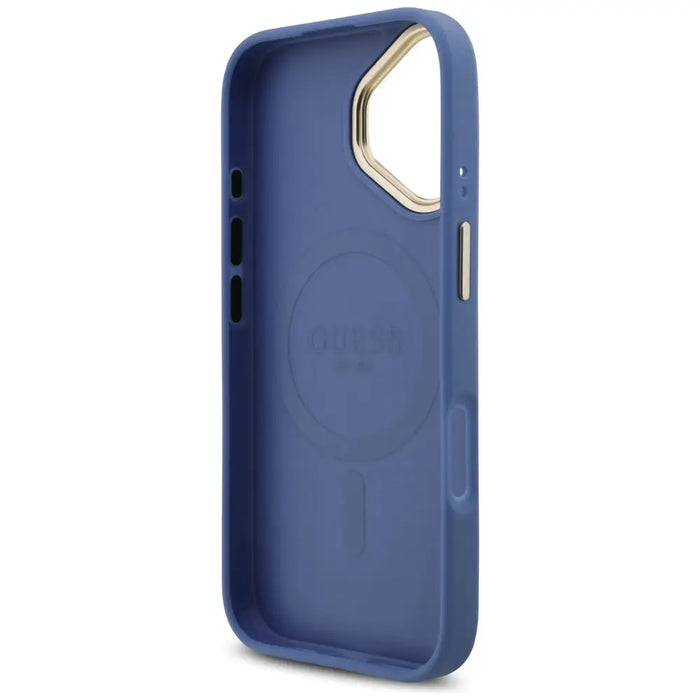 Guess 4G Strass Logo & Big Strap Metal Buttons MagSafe Case for iPhone 17 - Blue - Cell phone cases