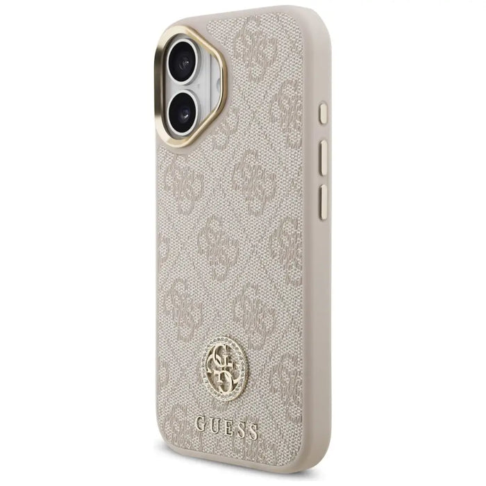 Guess 4G Strass Logo & Big Strap Metal Buttons MagSafe Case for iPhone 17 - Pink - Cell phone cases