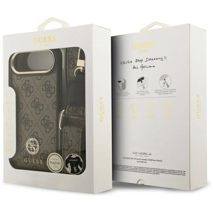 Guess 4G Strass Logo & Big Strap Metal Buttons MagSafe Case for iPhone Air - Brown - Cell phone cases