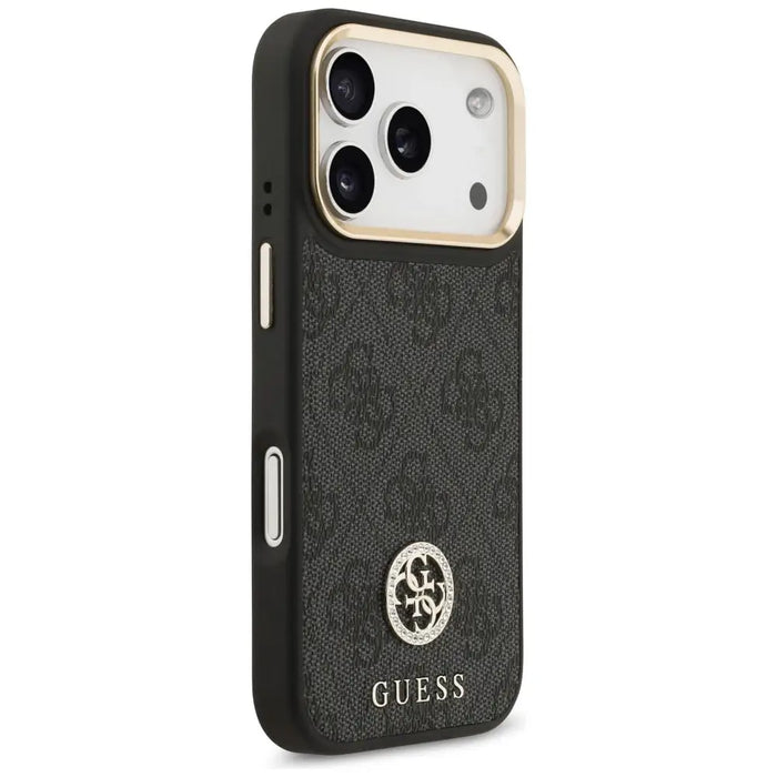 Guess 4G Strass Logo & Big Strap Metal Buttons MagSafe Case for iPhone 17 Pro - Black - Cell phone cases