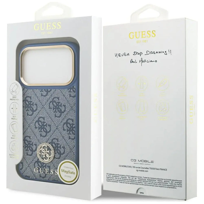 Guess 4G Strass Logo MagSafe Case for iPhone 17 Pro - Blue - Cell phone cases and covers<<<HurtelXML