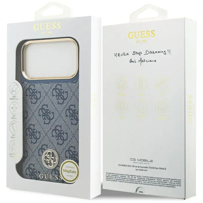 Guess 4G Strass Logo MagSafe Case for iPhone 17 Pro Max - Blue - Cell phone cases and covers<<<HurtelXML
