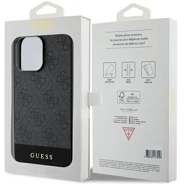 Guess 4G Stripe Collection case for iPhone 15 Pro Max - gray - Cell phone cases and covers<<<HurtelXML