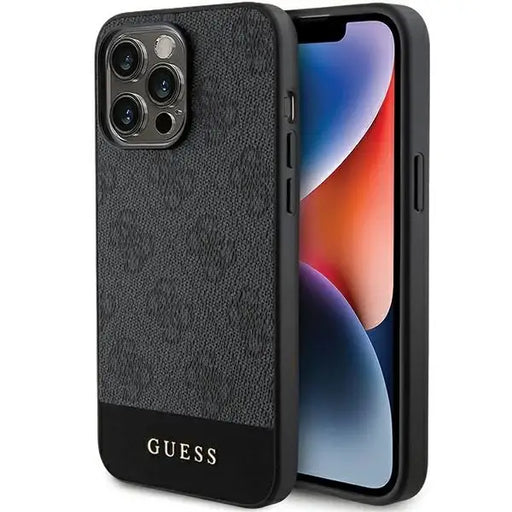 Guess 4G Stripe Collection case for iPhone 15 Pro Max - gray - Cell phone cases and covers<<<HurtelXML