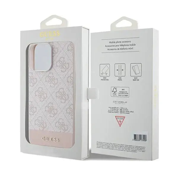 Guess 4G Stripe Collection case for iPhone 15 Pro Max - pink - Cell phone cases and covers<<<HurtelXML