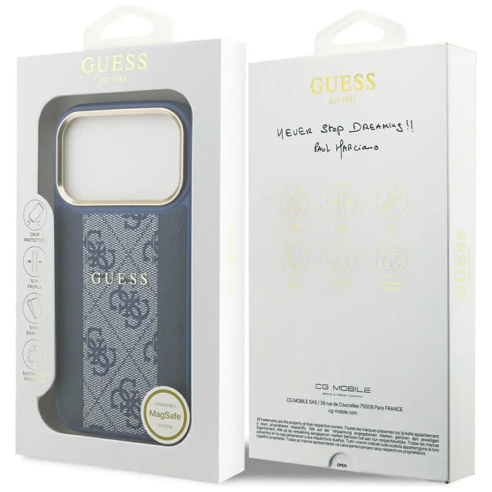Guess 4G Stripe MagSafe Case for iPhone 17 Pro - Blue - Cell phone cases and covers<<<HurtelXML