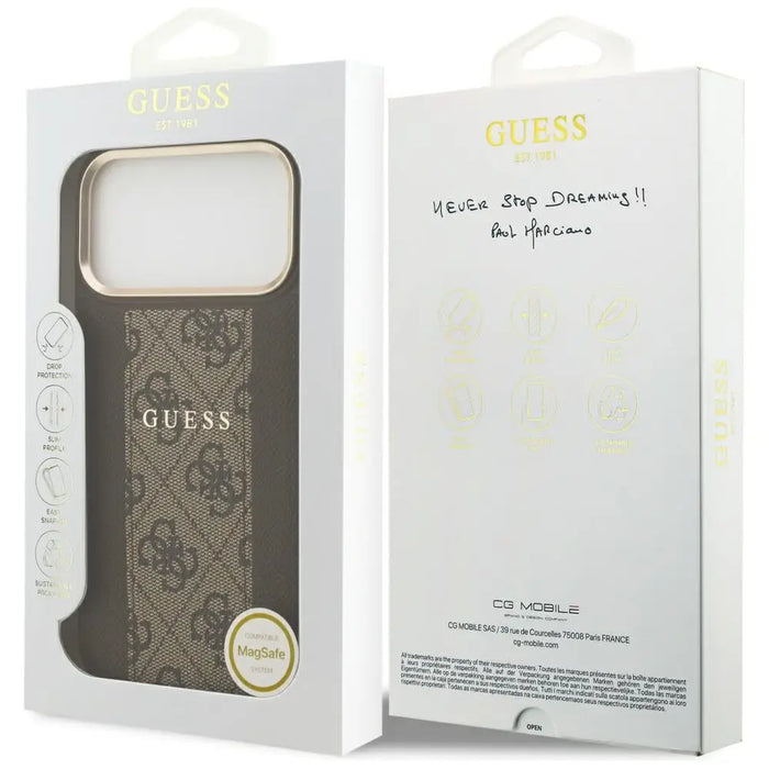 Guess 4G Stripe MagSafe case for iPhone 17 Pro Max - brown - Cell phone cases and covers<<<HurtelXML