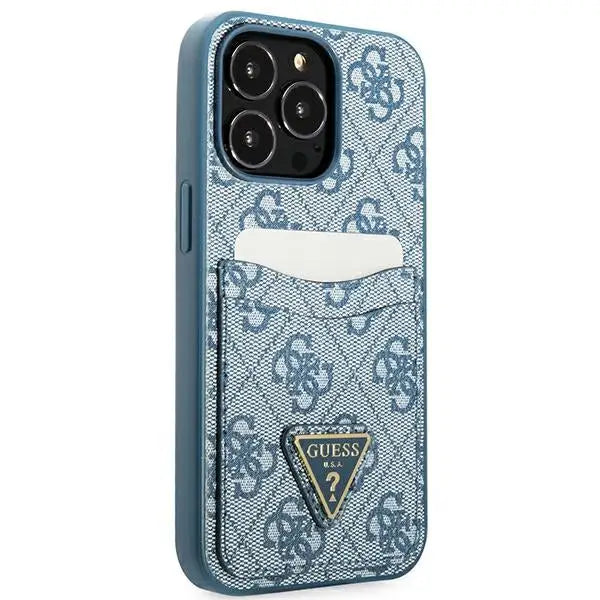 Guess 4G Triangle Logo Cardslot Case for iPhone 13 Pro / 13 - Blue - Cell phone cases and covers<<<HurtelXML