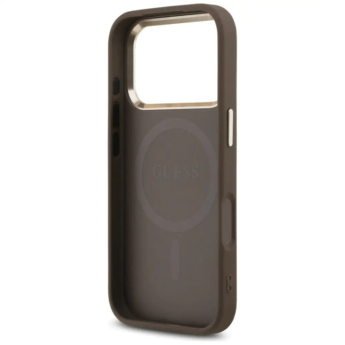 Guess 4G Triangle Logo MagSafe Case for iPhone 17 Pro - Brown and Gold - Cell phone cases and covers<<<HurtelXML