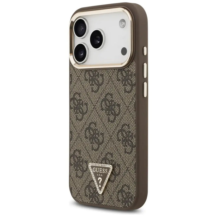Guess 4G Triangle Logo MagSafe Case for iPhone 17 Pro - Brown and Gold - Cell phone cases and covers<<<HurtelXML