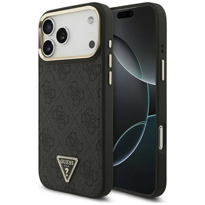 Guess 4G Triangle Logo MagSafe Case for iPhone 17 Pro Max - Black and Gold - Cell phone cases and covers<<<HurtelXML