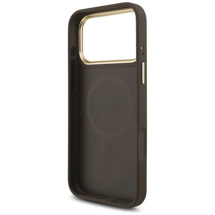 Guess 4G Triangle Logo MagSafe Case for iPhone 17 Pro Max - Brown & Gold - Cell phone cases and covers<<<HurtelXML