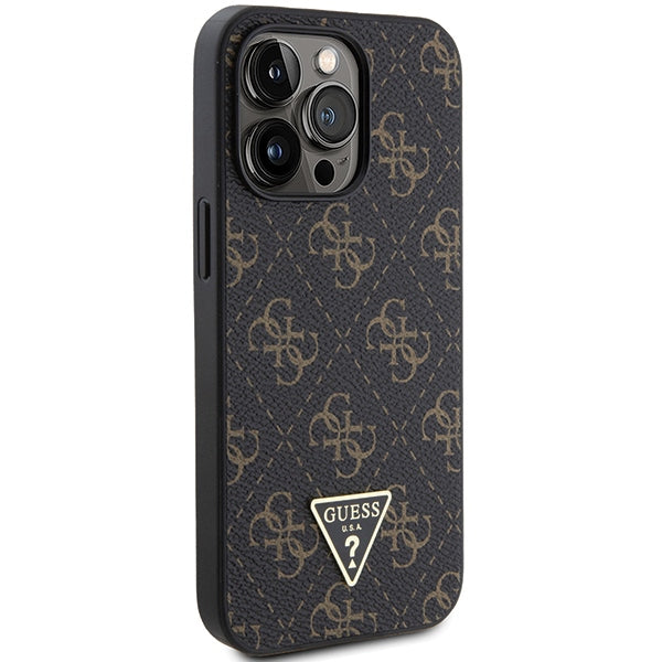 Guess 4G Triangle Metal Logo case for iPhone 14 Pro - black - Cell phone cases and covers<<<HurtelXML