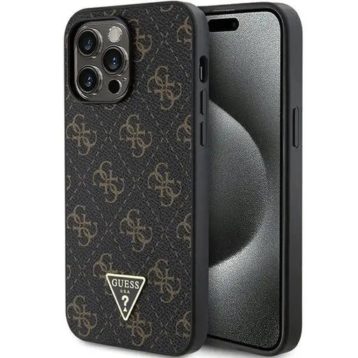 Guess 4G Triangle Metal Logo case for iPhone 15 Pro - black - Cell phone cases and covers<<<HurtelXML