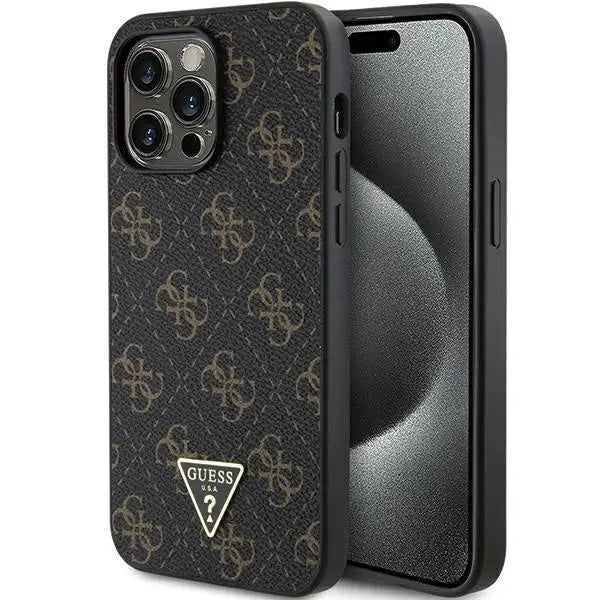 Guess 4G Triangle Metal Logo case for iPhone 15 Pro - black - Cell phone cases and covers<<<HurtelXML