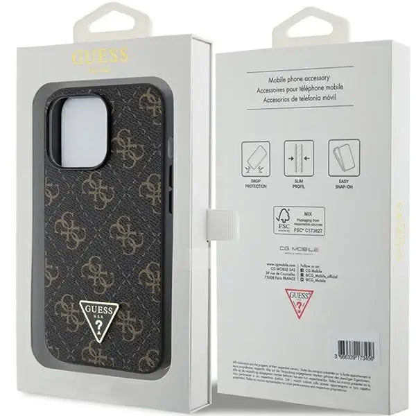 Guess 4G Triangle Metal Logo case for iPhone 15 Pro - black - Cell phone cases and covers<<<HurtelXML
