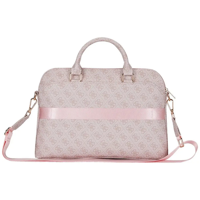 Guess 4G Zipper Pocket Triangle Logo 15’’ Laptop Bag - Pink - Laptop bags<<<HurtelXML