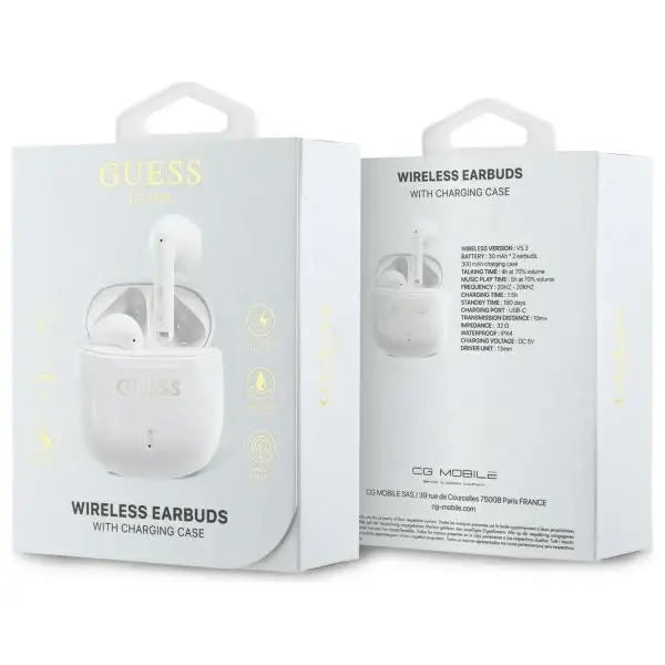 Guess Bluetooth headphones GUTWSJ14ESGH TWS + docking station white/white Printed Classic Logo - Headphones