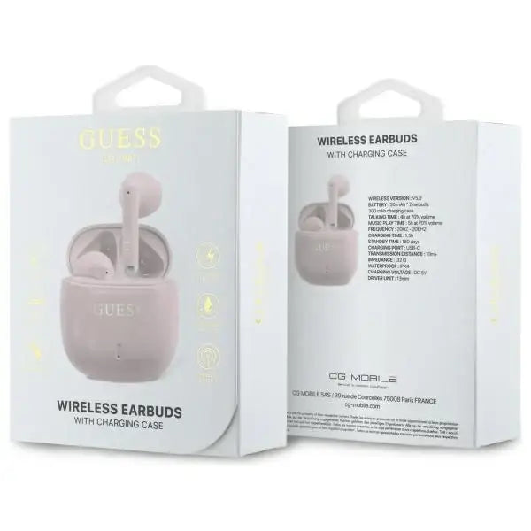 Guess Bluetooth headphones GUTWSJ14ESGP TWS + docking station pink/pink Printed Classic Logo - Headphones
