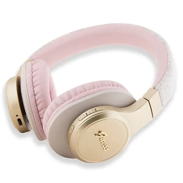 Guess Bluetooth on-ear headphones GUBH604GEMP pink/pink 4G Script - Headphones and speakers<<<HurtelXML