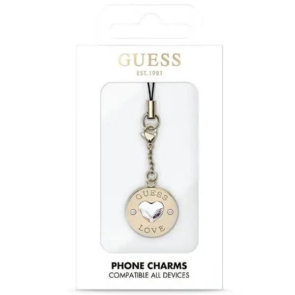 Guess case GUCPMHGLD Phone Strap Heart Diamond Charm with Rhinestones - Other cell phone equipment<<<HurtelXML