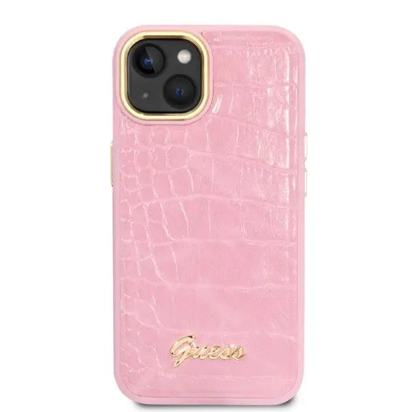 Guess Croco Collection case for iPhone 14 Plus - pink - Cell phone cases and covers<<<HurtelXML